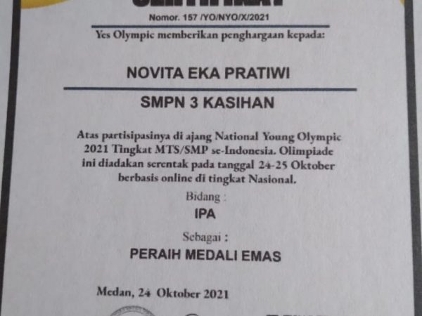 Peraih Medali Emas ajang National Young Olympic 2021